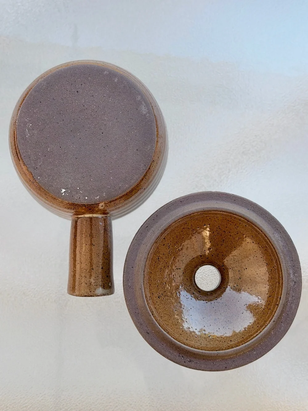 Tagine Stoneware Pottery Single Serve Vented Lid Hollow Handle Egg & Soup Cooker